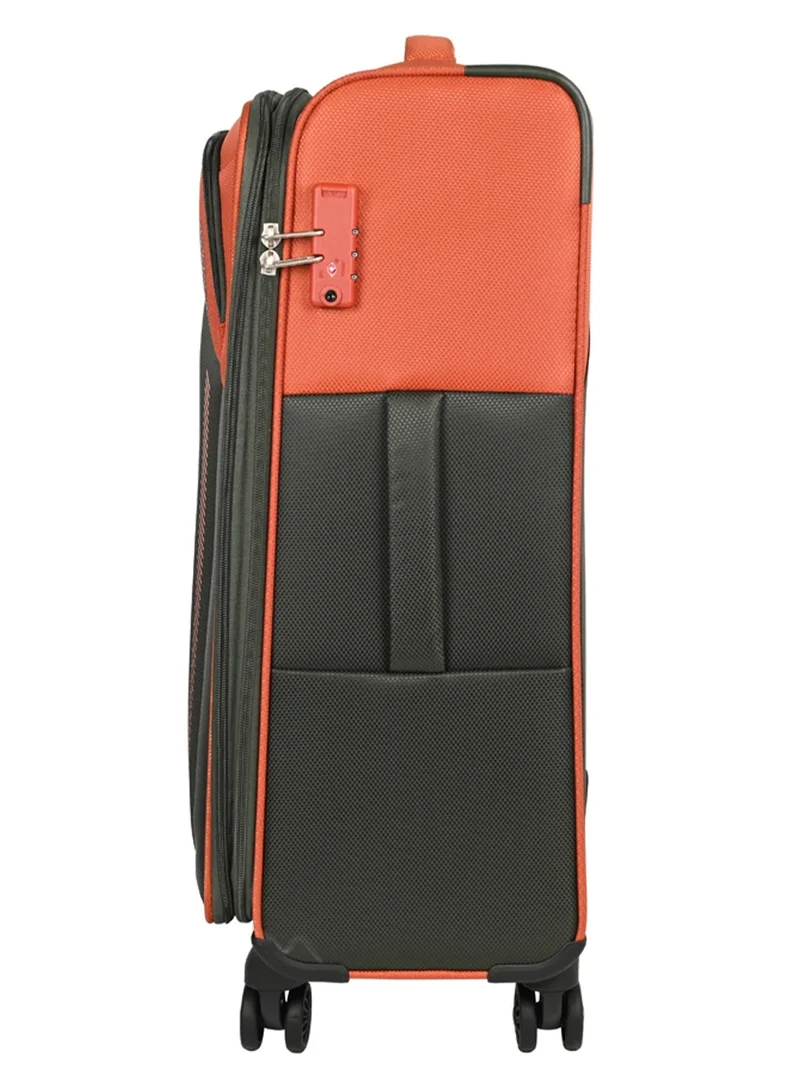 AMERICAN TOURISTER Dashway Suitcase, Check-In Size 70 cm / 26 inch, 4 Wheels, Soft Top, Polyester, Puffin Orange / Grey|TSA Lock|Expandable|Inner Mesh Zippered Pocket|DuoSaf™ Security Zipper|Front Storage - 3 Years International Warranty
